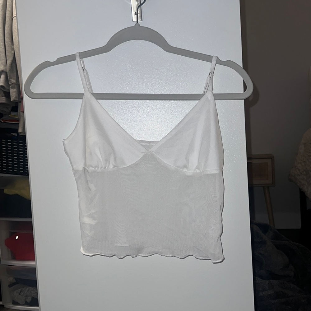 Cropped white cami. Perfect for summer or layering